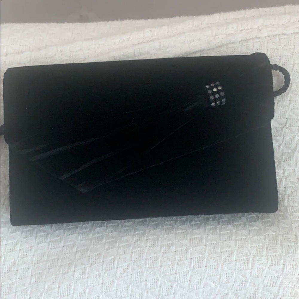 Black velour evening clutch purse